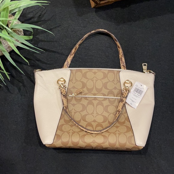 Coach Kacey Satchel In Colorblock Signature Canvas - Picture 8 of 12